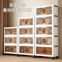 Foldable Multi-layer Storage Cabinet with Transparent Doors for Snacks and Sundries