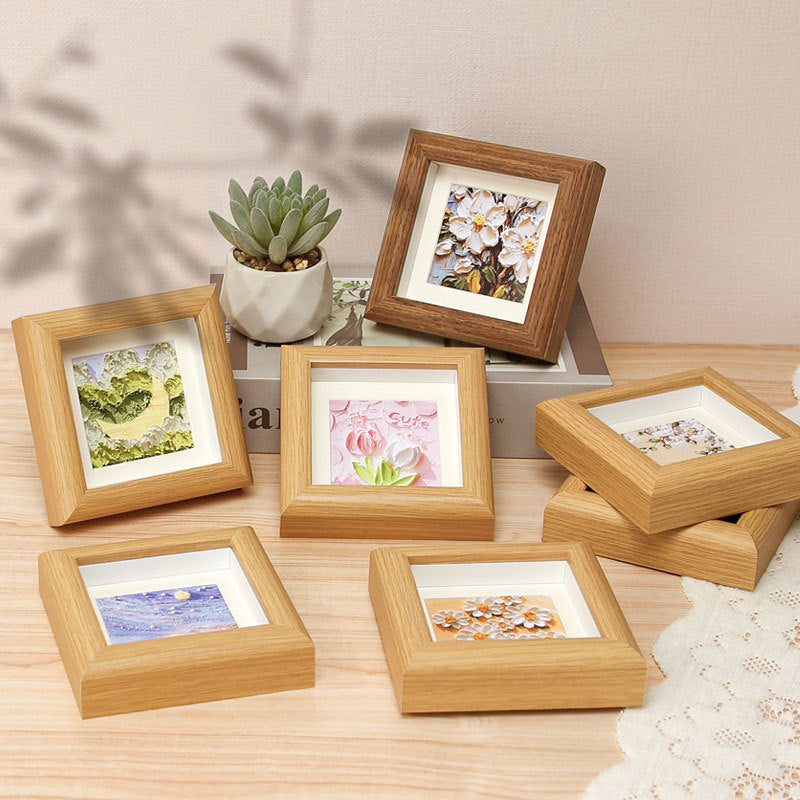 Mini Square Hollow Wood Frame for DIY Art, Oil Painting Sticks, Watercolor, and Children's Artwork Display
