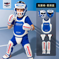 Kids' Boxing Muay Thai MMA Taekwondo Protective Gear Set with Helmet, Shin Guards, Chest & Groin Protector