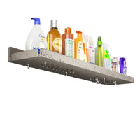 No-Drill Wall-Mounted Bathroom Shelf with Faucet Mirror Storage and Drain