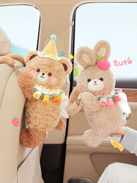 Creative Car Tissue Box Cute Cartoon Animal Hanging Tissue Holder for Car Backseat Interior Decoration
