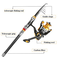 Telescopic Carbon Fiber Lure Fishing Rod Portable Travel Spinning Rod Sea Fishing Pole