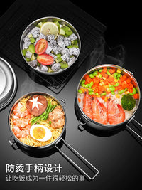 Daoqi 304 Stainless Steel Lunch Box with Lid, Round Food Grade Bento Box for Students and Office Workers