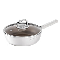 Yiyalu Titanium Non-Stick Frying Pan with Lid for Steak and Stir-Frying, Induction and Gas Cooktop Compatible