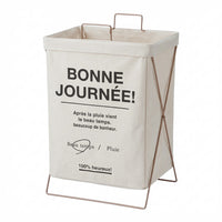 Foldable Laundry Hamper with Iron Frame, Large Capacity Fabric Storage Basket for Home Bathroom