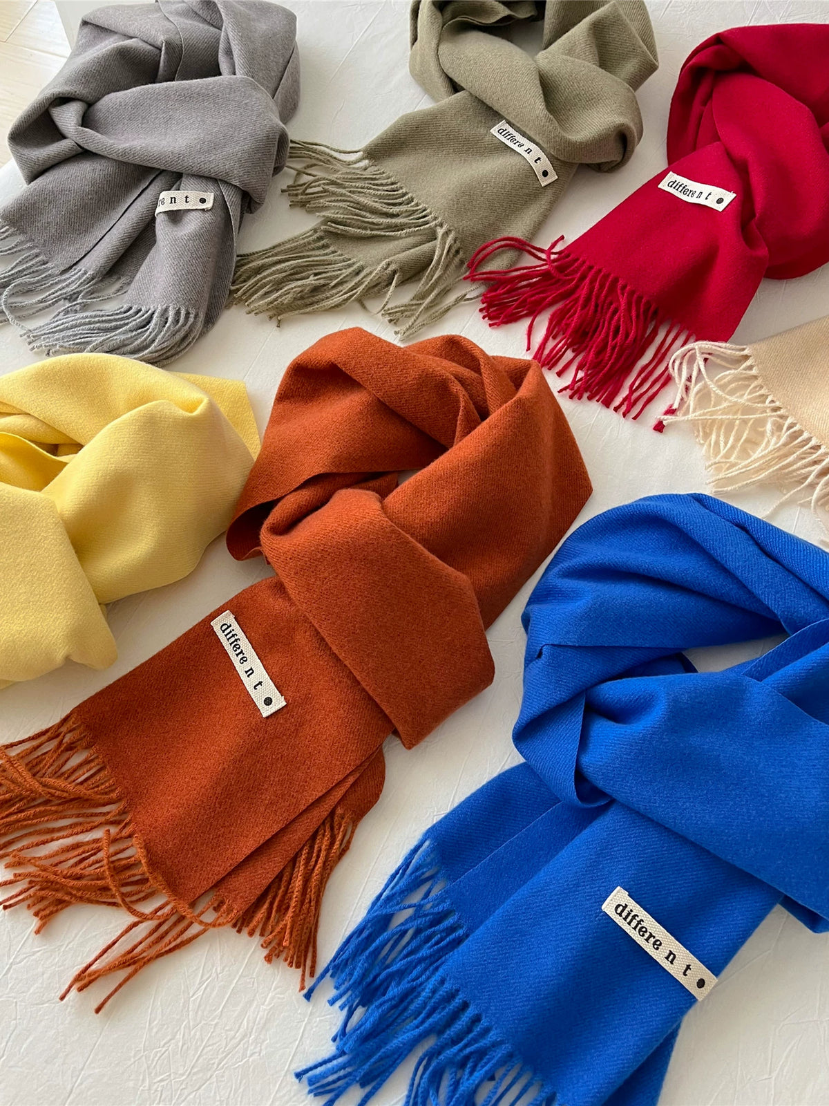 Korean Style Solid Color Imitation Cashmere Scarf for Autumn/Winter - Warm, Versatile, Fashionable Tassel Shawl