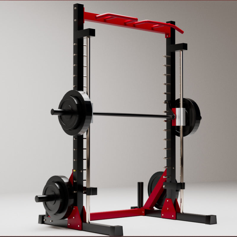 Multi-functional Smith Machine Squat Rack with Barbell for Home Gym Weightlifting and Bench Press