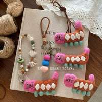 Handmade Nepali Wool Felt Cat Doll Bag Charm Keychain