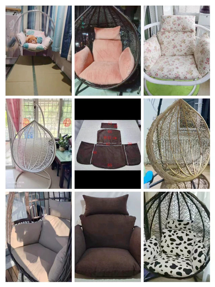 Outdoor Waterproof Single Swing Chair Cushion, Thickened Rattan Hanging Basket Seat Pad