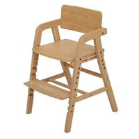 Kids Adjustable Solid Wood High Chair with Double Layer Cushion for Dining and Study