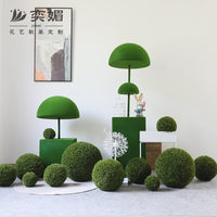 Artificial Moss Ball & Cypress Leaf Topiary for Indoor Decor