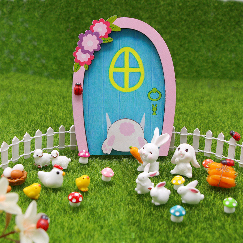 Miniature Wooden Fairy Tale Door for Dollhouse & Garden Decor