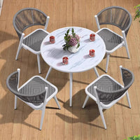 Outdoor Rattan Wicker Patio Dining Set with Square/Round Table and 4 Chairs