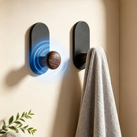 Walnut Wood Grain Single Wall Hook for Coats and Hats, No-Drill Adhesive