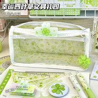 Clover Transparent Ita Bag Pencil Case for Students, Large Capacity Stationery Pouch