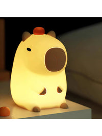 Capybara Pat-Pat LED Night Light - Rechargeable Eye Protection Bedside Lamp for Bedroom & Desktop