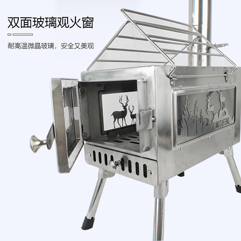 Multifunctional Stainless Steel Outdoor Camping Tent Stove with Grill and Heater