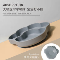 New Silicone Bear Paw Suction Plate for Babies and Toddlers, Platinum Cured Divided Feeding Tray with Utensil Set