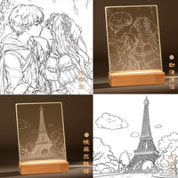 DIY Engraving Art Night Light Kit with Acrylic Luminous Board and Base
