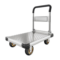 Heavy-Duty Steel Plate Hand Truck Dolly Cart with Silent Wheels for Home and Industrial Use