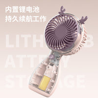 Cartoon Handheld Mini Fan with Lanyard, Portable USB Rechargeable Desk Fan for Students