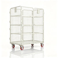 Foldable Logistics Cart with Wheels, Heavy-Duty Storage and Transport Cage for Warehouse and Express Delivery