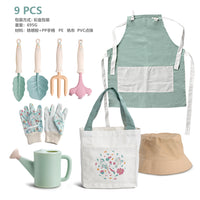 Kids Garden Tool Set with Shovel, Rake, Trowel, Bag, and Hat