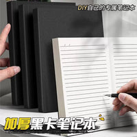 Vintage Black Cardboard A5/B5 Notebook, Thick Blank/Lined/Grid Pages for Students, Kraft Paper Journal Diary Sketchbook