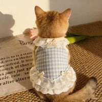 Pet Dog Summer Thin Plaid Bow Vest for Small to Medium Breeds