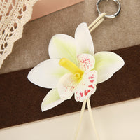 Forest Style Orchid Flower Head Keychain Bag Charm with Simulated Flowers