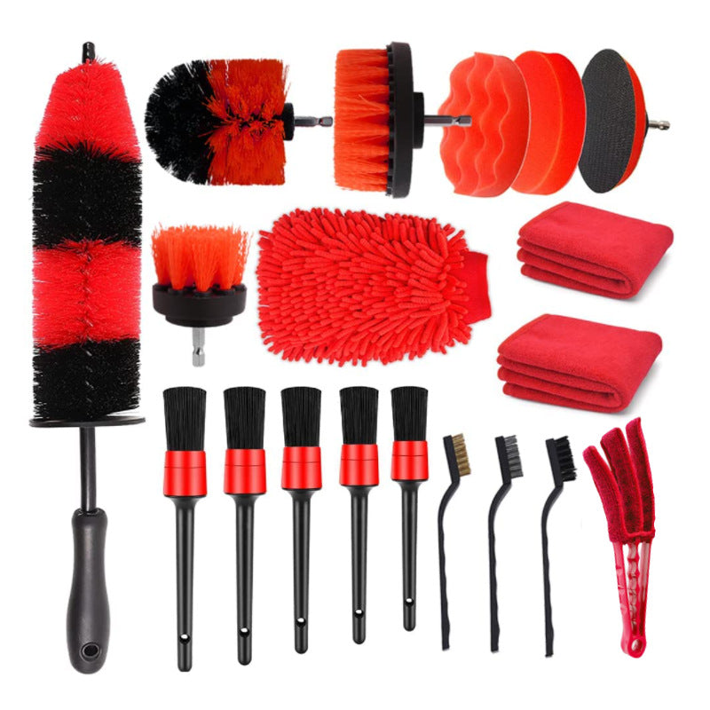 19-Piece Car Cleaning Drill Brush and Detail Brush Kit for Tires, Interior, and Exterior