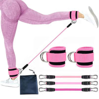 Resistance Band Set with Ankle Straps and Door Anchor for Home Fitness