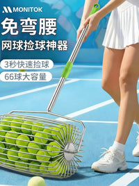 American No-Bend Portable Tennis Ball Picker, Fast Automatic Ball Collector, Extendable Stainless Steel Roller