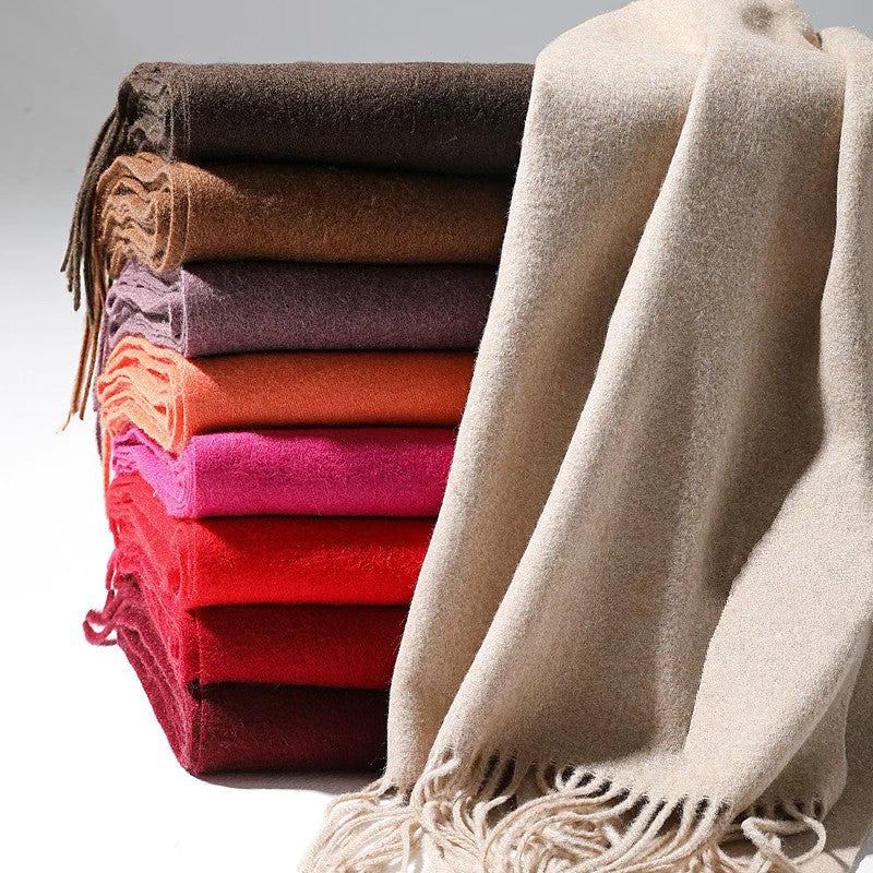 Unisex Silver Velvet Wool Cashmere Scarf Shawl for Autumn Winter