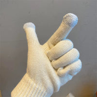 Solid Color Knitted Touchscreen Gloves for Women, Winter Warm Windproof Cycling Gloves