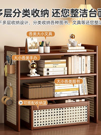 Desktop Storage Shelf with Hooks, Small Bookshelf for Desk Organization