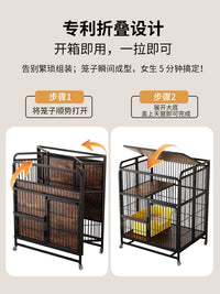 Foldable Indoor Cat Cage Villa with Spacious Multi-Level Design, No-Assembly Style, Includes Litter Box Set