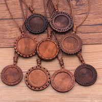 DIY Time Gem Jewelry Wooden Pendant Trays with Hollow Lace Pattern
