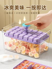 Ice Cube Tray with Press-Type Ice Maker for Home Use, Food-Grade Ice Box for DIY Freezing and Refrigerator Storage