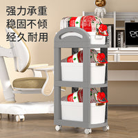 Under-Desk Rolling Storage Cart with Removable Baffle, Multi-layer Bookshelf Organizer for Home Office