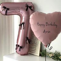 32-inch Pink Bowknot Ballet Number Foil Balloon for Birthday Party Decoration