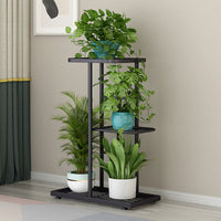 Multi-Tier Rolling Metal Plant Stand for Indoor/Outdoor Use