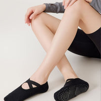 Women's Non-Slip Yoga Pilates Socks with Criss-Cross Straps