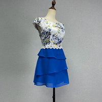 Women's Floral Short Sleeve A-Line Midi Dress