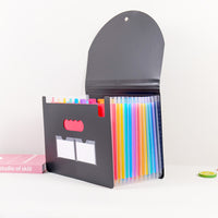 A4 Accordion File Organizer with 25 Pockets and Lanyard, Three-Sided Seal Document Folder for Office and School
