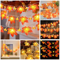 Thanksgiving LED String Lights with Pumpkin and Maple Leaf Decorations