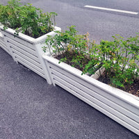 Outdoor Aluminum Alloy Planter Box with Faux Wood Grain Fence for Municipal Roads and Courtyards