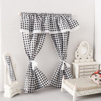 Rizuola 1:12 Dollhouse Miniature Plaid Curtains for Windows