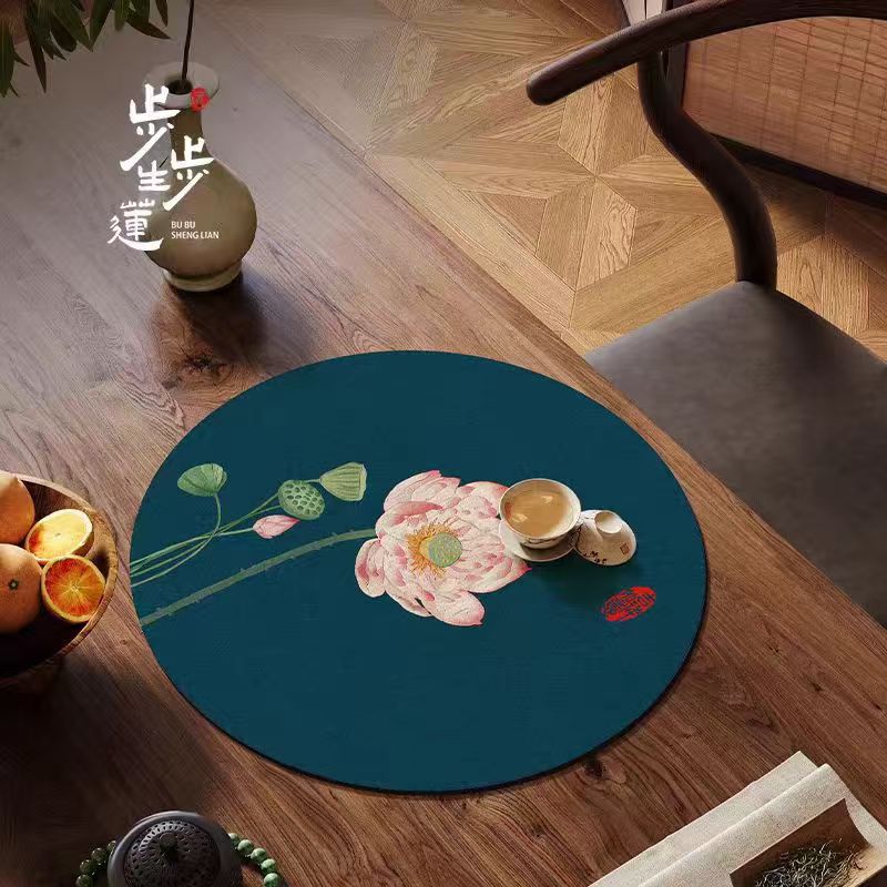 Chinese Style Lotus Diatomaceous Earth Kitchen Countertop Drain Mat Absorbent Quick Dry Tableware Drying Non-slip Heat Insulation Pad