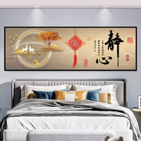 Self-Adhesive Golden Mountain Wall Art for Bedroom Living Room Decor